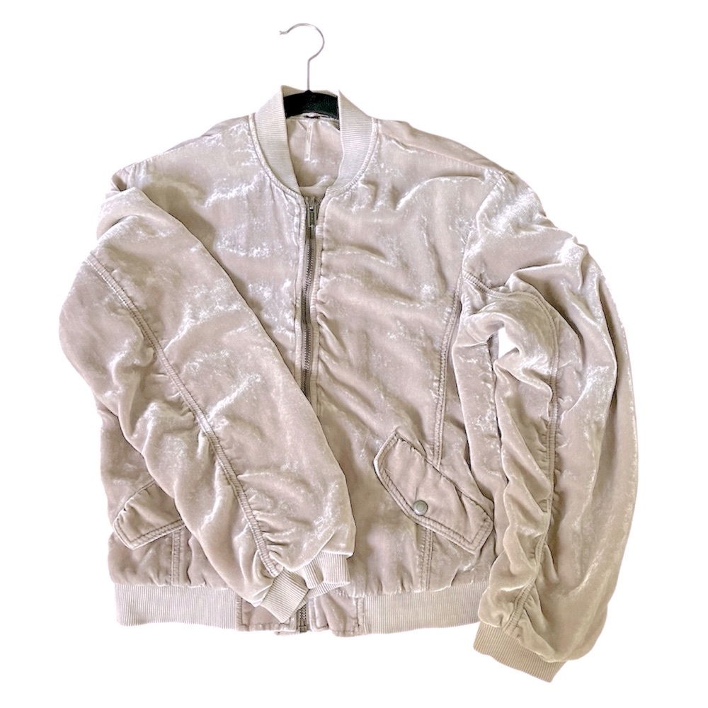Free People Ruched Velvet Size XS Bomber Jacket - Picture 5 of 8
